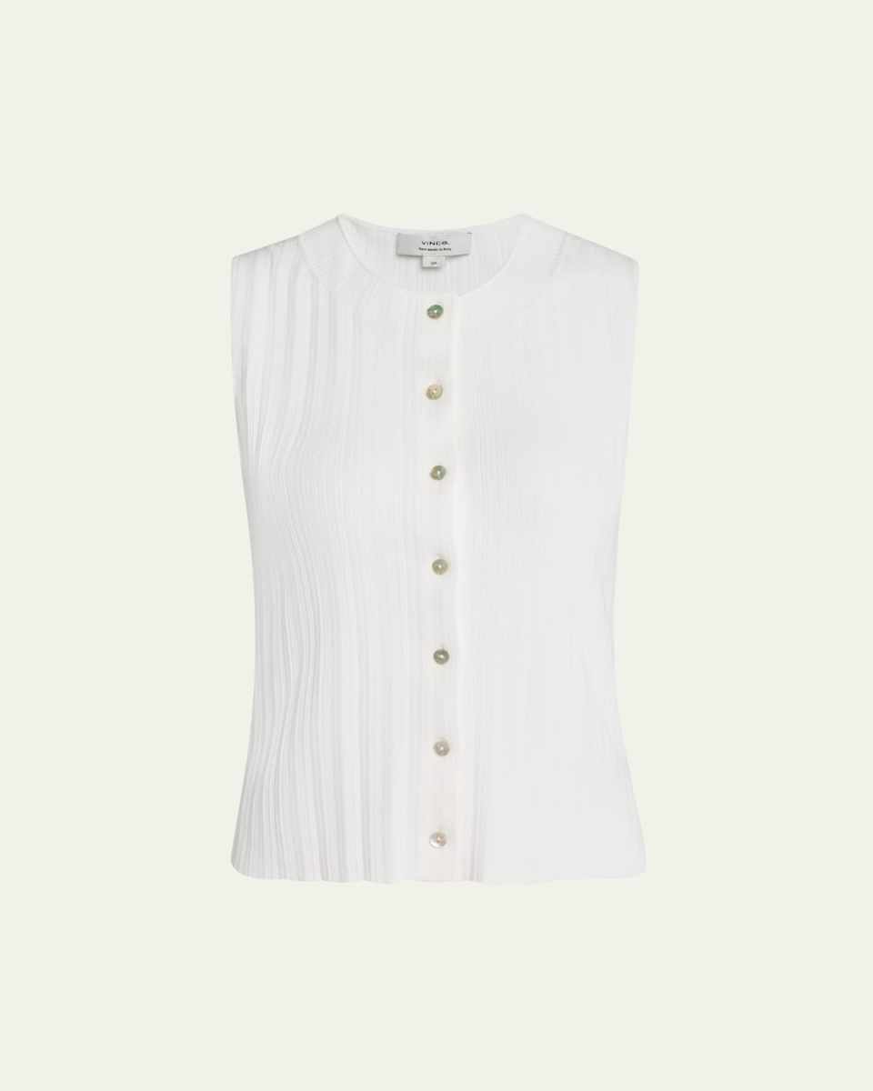 Button-Front Shell Sweater